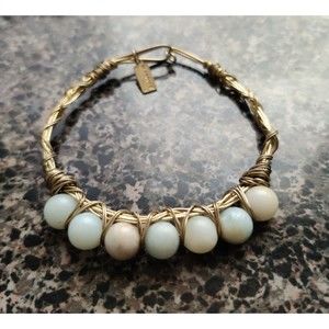 Nordstrom CANVAS Bracelet Wire Wrapped Beaded Stone Gold Tone Boho Festival Gift